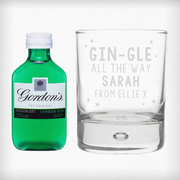 Modal Additional Images for Personalised Gingle Bells Bubble Glass & Gin Minature Set