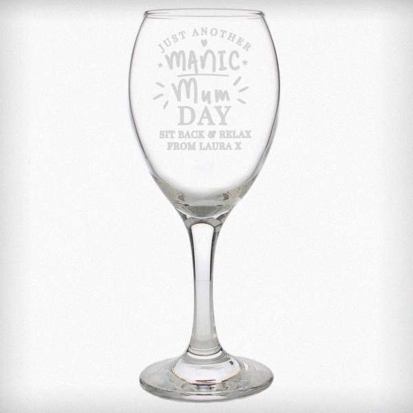 Modal Additional Images for Personalised Manic Mum Day Wine Glass