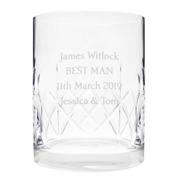 (image for) Wedding Gifts Best Man Personalised Crystal Whiskey Tumbler - Click Image to Close
