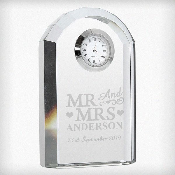 Modal Additional Images for Personalised Mr & Mrs Crystal Clock
