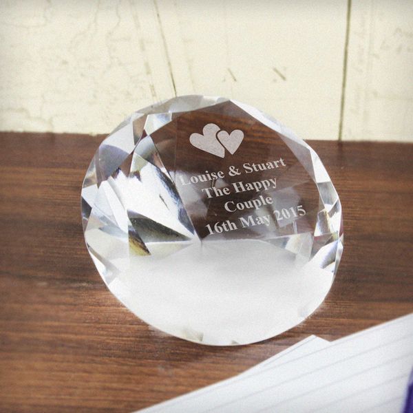 (image for) Personalised Heart Motif Diamond Paperweight