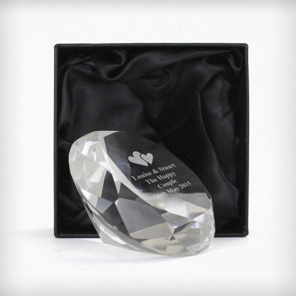 (image for) Personalised Heart Motif Diamond Paperweight - Click Image to Close