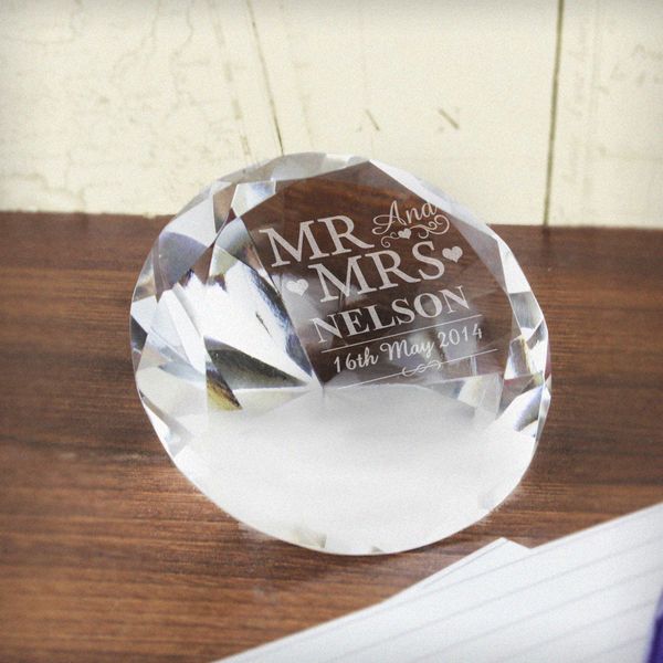 (image for) Personalised Mr & Mrs Diamond Paperweight - Click Image to Close