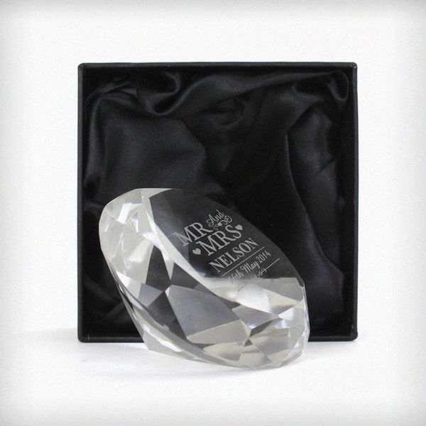 Modal Additional Images for Personalised Mr & Mrs Diamond Paperweight