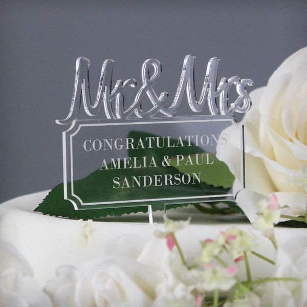 Modal Additional Images for Personalised Mr & Mrs Plaque Acrylic Cake Topper