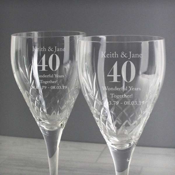 (image for) Personalised Anniversary Pair of Crystal Wine Glasses - Click Image to Close