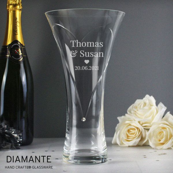 Modal Additional Images for Personalised Mr & Mrs Large Hand Cut Diamante Heart Vase