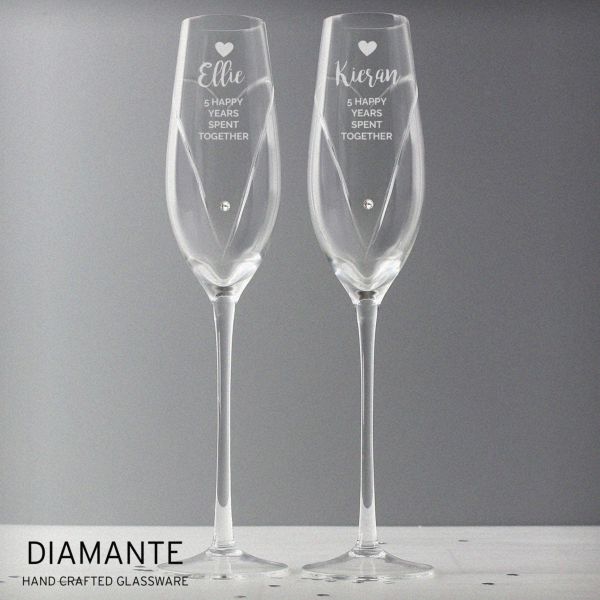 (image for) Personalised Hand Cut Heart Celebration Pair of Flutes with Gift Box - Click Image to Close