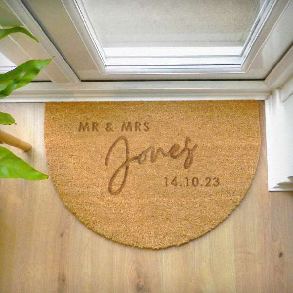 Modal Additional Images for Personalised Couples Half Moon Indoor Doormat