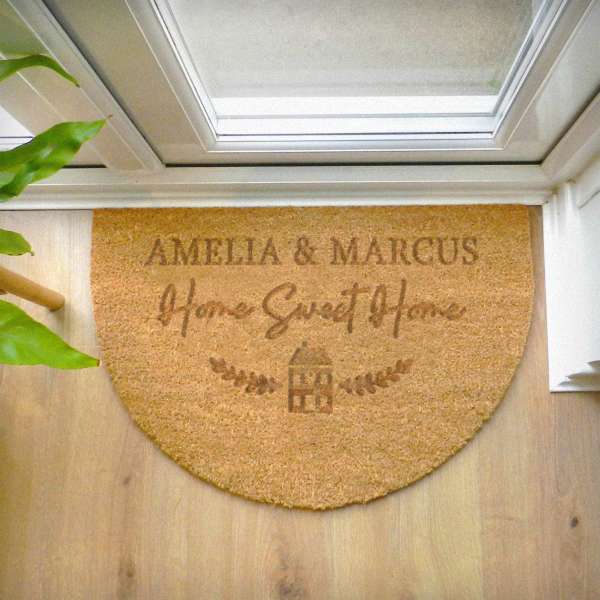 (image for) Personalised Home Sweet Home Half Moon Indoor Doormat - Click Image to Close