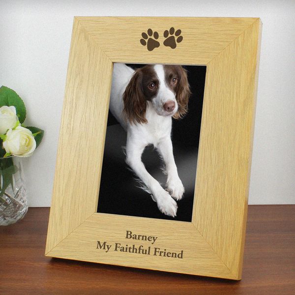 (image for) Personalised Paw Prints 6x4 Wooden Photo Frame