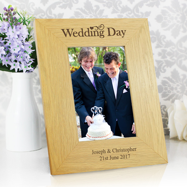 Modal Additional Images for Personalised Wedding Day 6x4 Wooden Photo Frame