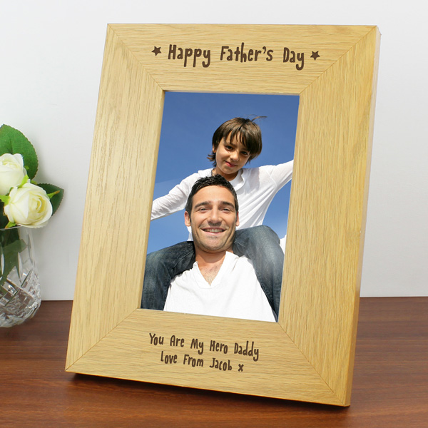(image for) Personalised 6x4 Happy Fathers Day Wooden Photo Frame - Click Image to Close