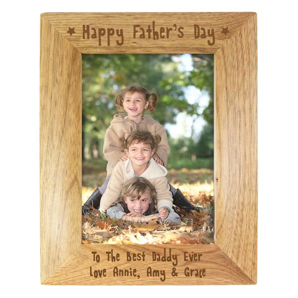 (image for) Personalised 5x7 Happy Fathers Day Wooden Photo Frame - Click Image to Close