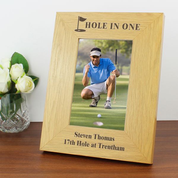 (image for) Personalised Oak Finish 6x4 Golf Photo Frame - Click Image to Close