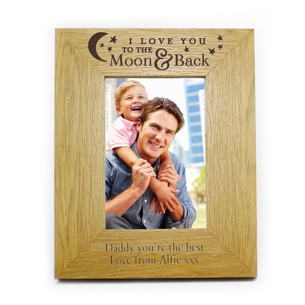 Modal Additional Images for Personalised To the Moon and Back... Oak Finish 6x4 Photo Frame