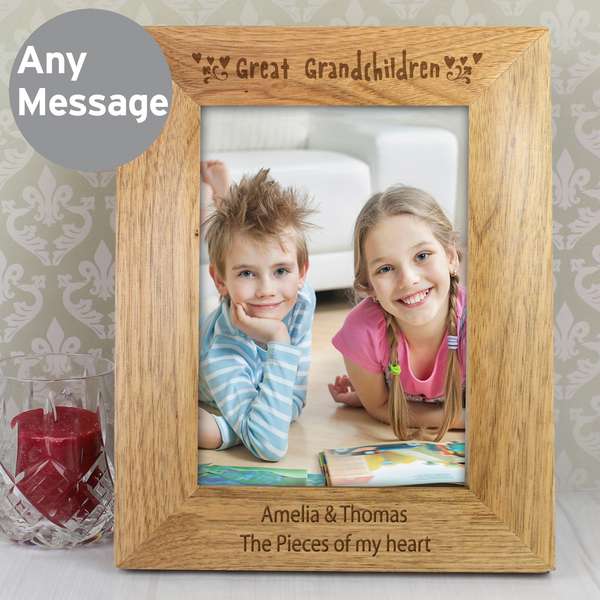 (image for) Personalised 5x7 Great Grandchilden Wooden Photo Frame - Click Image to Close