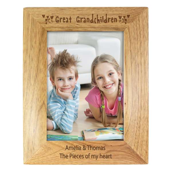 (image for) Personalised 6x4 Great Grandchildren Wooden Photo Frame - Click Image to Close