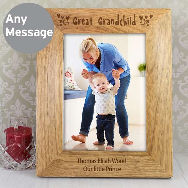 (image for) Personalised 5x7 Great Grandchild Wooden Photo Frame - Click Image to Close