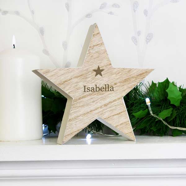 Modal Additional Images for Personalised Any Name Rustic Wooden Star Decoration