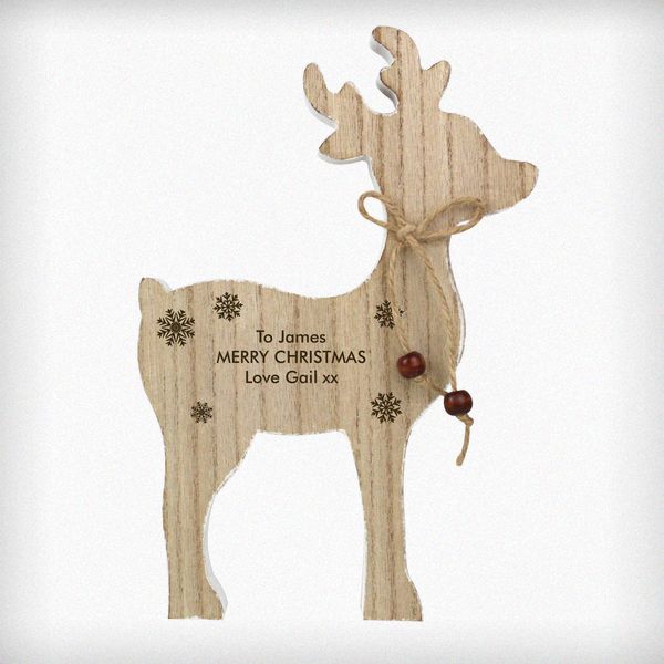 Modal Additional Images for Personalised Rustic Wooden Reindeer Decoration