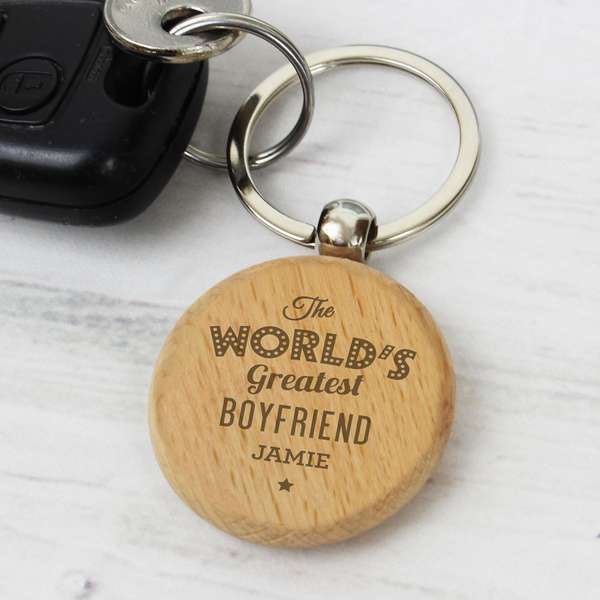 (image for) Personalised 'The World's Greatest' Wooden Keyring - Click Image to Close