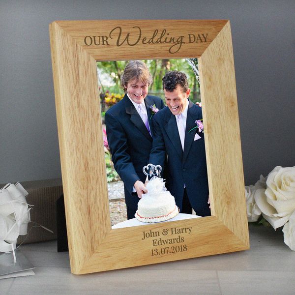 Modal Additional Images for Personalised 'Our Wedding Day' Wooden 5x7 Photo Frame