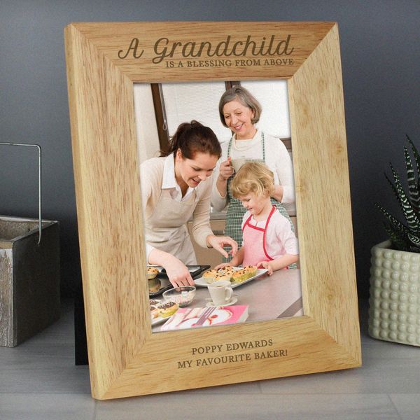 Modal Additional Images for Personalised 'A Grandchild is a Blessing' 5x7 Wooden Photo Frame