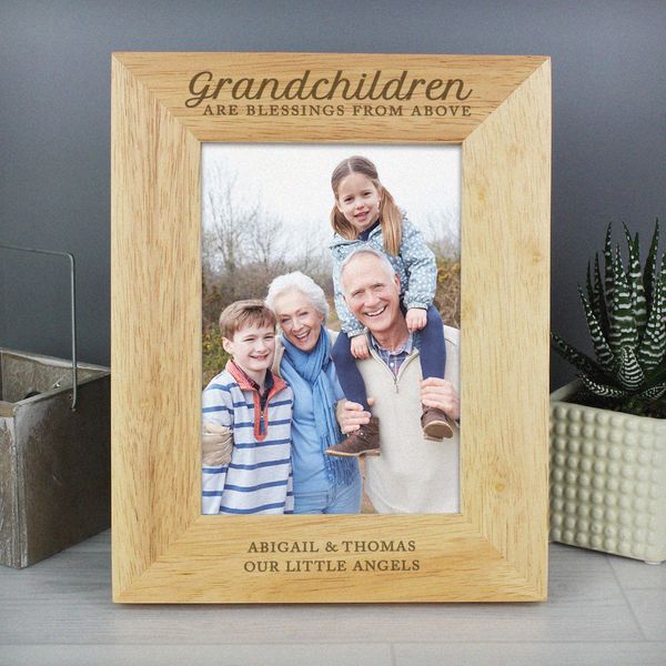 (image for) Personalised 'Grandchildren are a Blessing' 5x7 Wooden Photo Fra - Click Image to Close