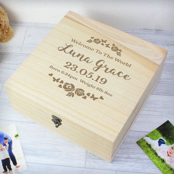 Modal Additional Images for Personalised Any Role 'Floral Watercolour Wedding' Large Wooden 