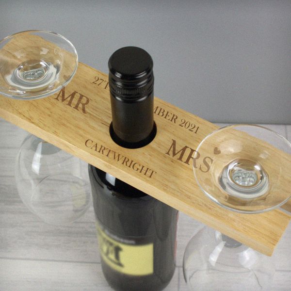 (image for) Personalised Married Couple Wine Glass & Bottle Butler - Click Image to Close