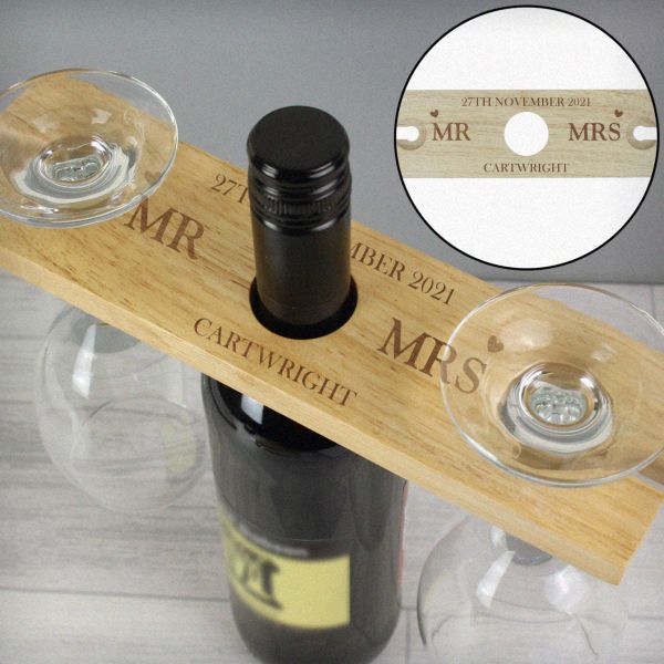 (image for) Personalised Married Couple Wine Glass & Bottle Butler - Click Image to Close