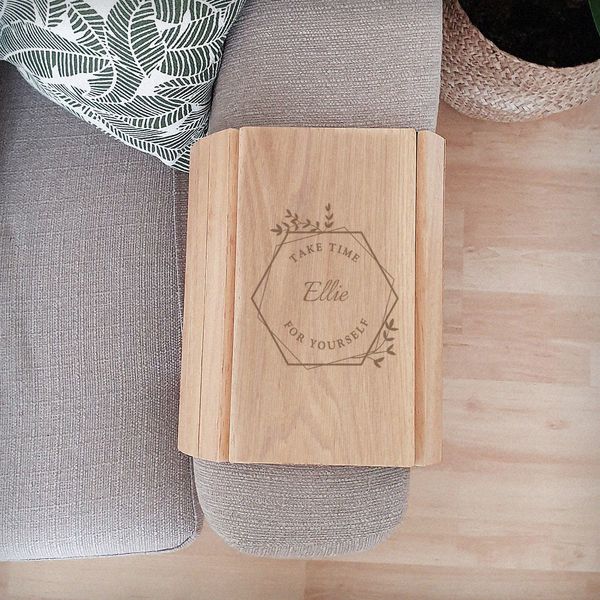 Modal Additional Images for Personalised Take Time For Yourself Wooden Sofa Tray