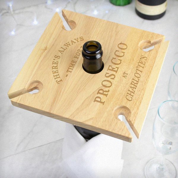 (image for) Personalised Prosecco Four Prosecco flute Holder & Bottle Butler - Click Image to Close