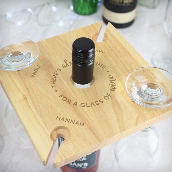 Modal Additional Images for Personalised ...Time For a Glass of Wine Four Wine Glass Holder & Bottle Butler