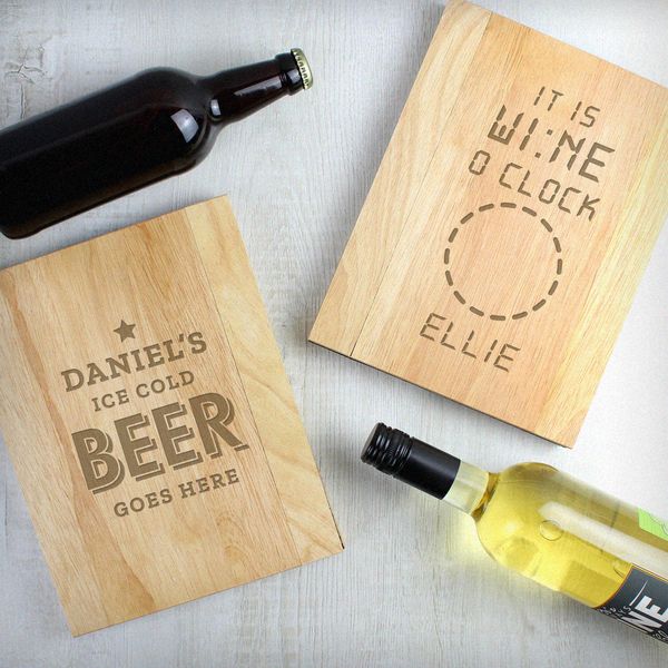 Modal Additional Images for Personalised Beer Goes Here Wooden Sofa Tray