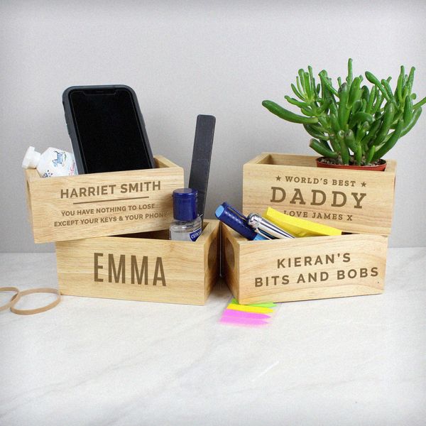 Modal Additional Images for Personalised Free Text Mini Wooden Crate