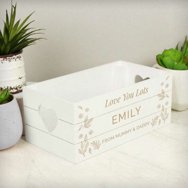 Modal Additional Images for Personalised Free Text White Wooden Crate