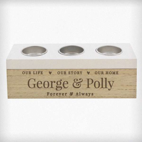 (image for) Personalised Our Life Story & Home Triple Tea Light Box - Click Image to Close