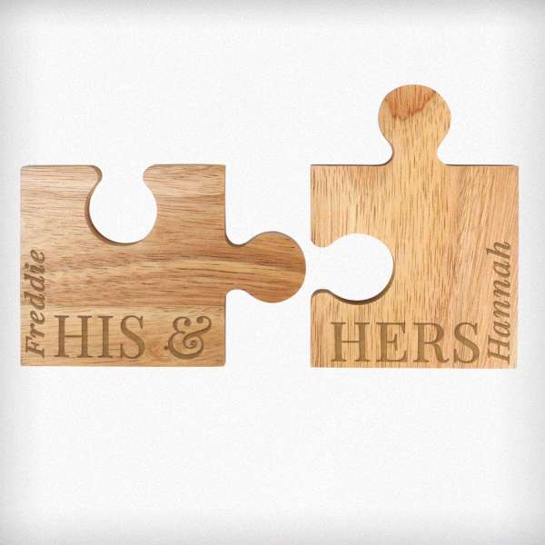 (image for) Personalised His & Hers Jigsaw Piece Set - Click Image to Close