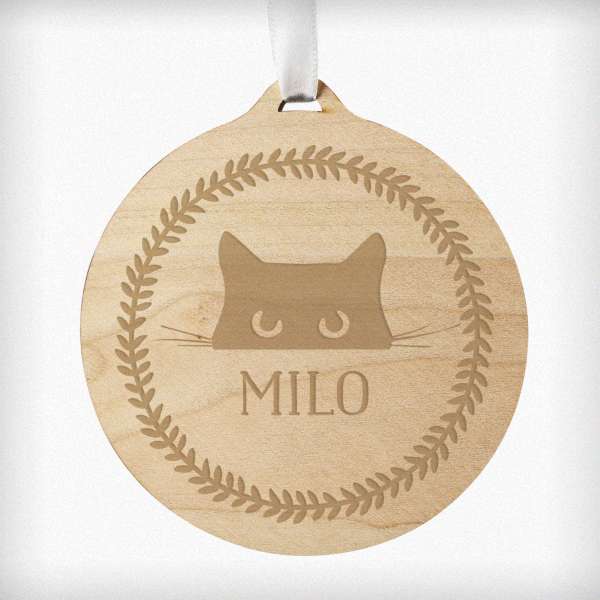 Modal Additional Images for Personalised Cat Round Wooden Bauble