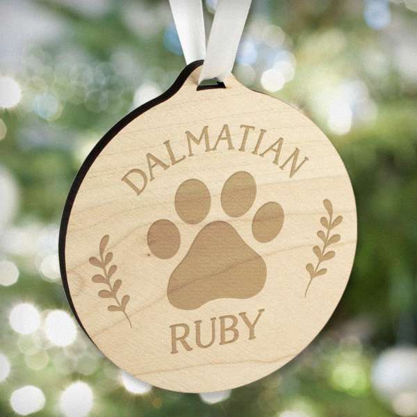 (image for) Personalised Dog Breed Round Wooden Bauble - Click Image to Close
