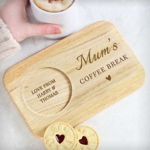 (image for) Personalised Heart Design Wooden Coaster Tray - Click Image to Close