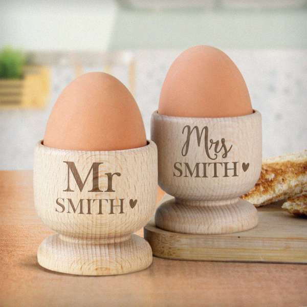 (image for) Personalised Couples Wooden Egg Cup Set - Click Image to Close