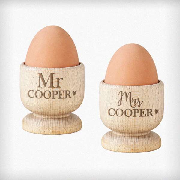 (image for) Personalised Couples Wooden Egg Cup Set - Click Image to Close