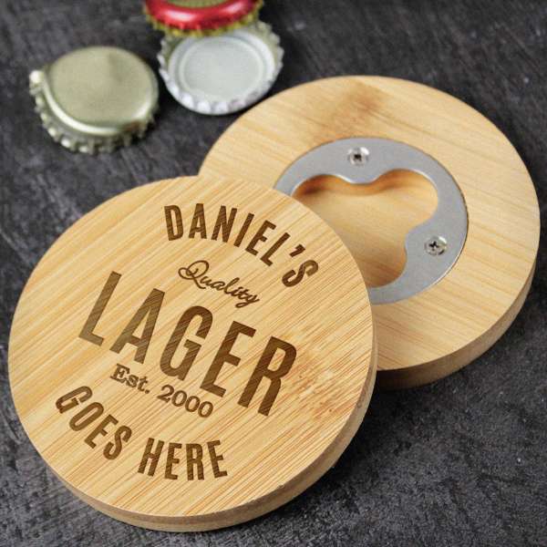Modal Additional Images for Personalised Free Text Bamboo Bottle Opener Coaster