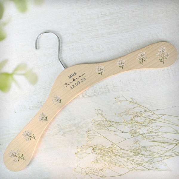 Modal Additional Images for Personalised White Floral Wooden Hanger