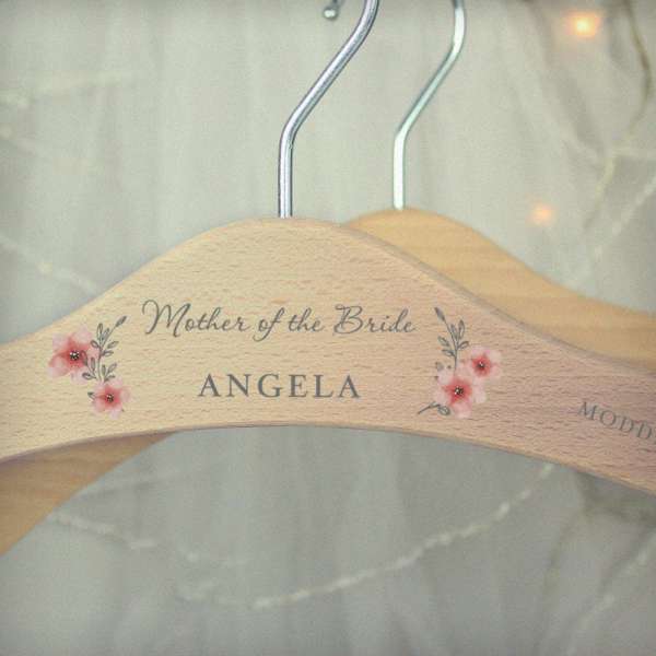(image for) Personalised Pink Floral Wooden Hanger - Click Image to Close