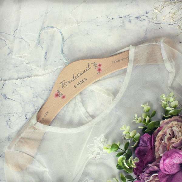 (image for) Personalised Pink Floral Wooden Hanger - Click Image to Close