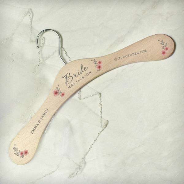 Modal Additional Images for Personalised Pink Floral Wooden Hanger